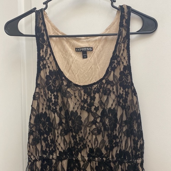 Express black lace nude lined sleeveless dress size small - Picture 1 of 12